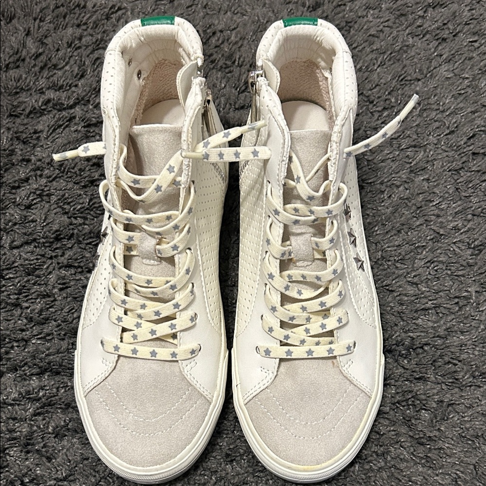 Steve Madden White Star-Patterned High-Top Sneakers